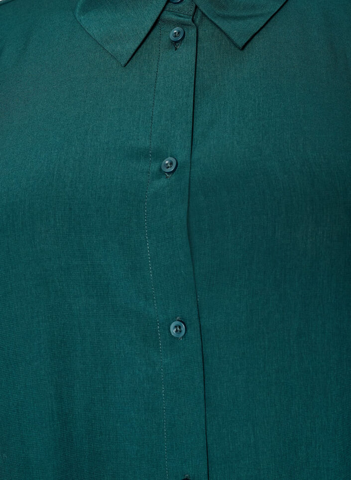 Kurzes Hemdblusenkleid mit R&uuml;schenvolant, Gr&uuml;n, Packshot image number 2