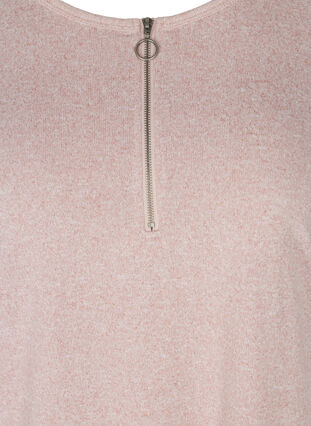Bluse mit 3/4 Ärmeln und Reißverschluss, Burlwood Melange, Packshot image number 2