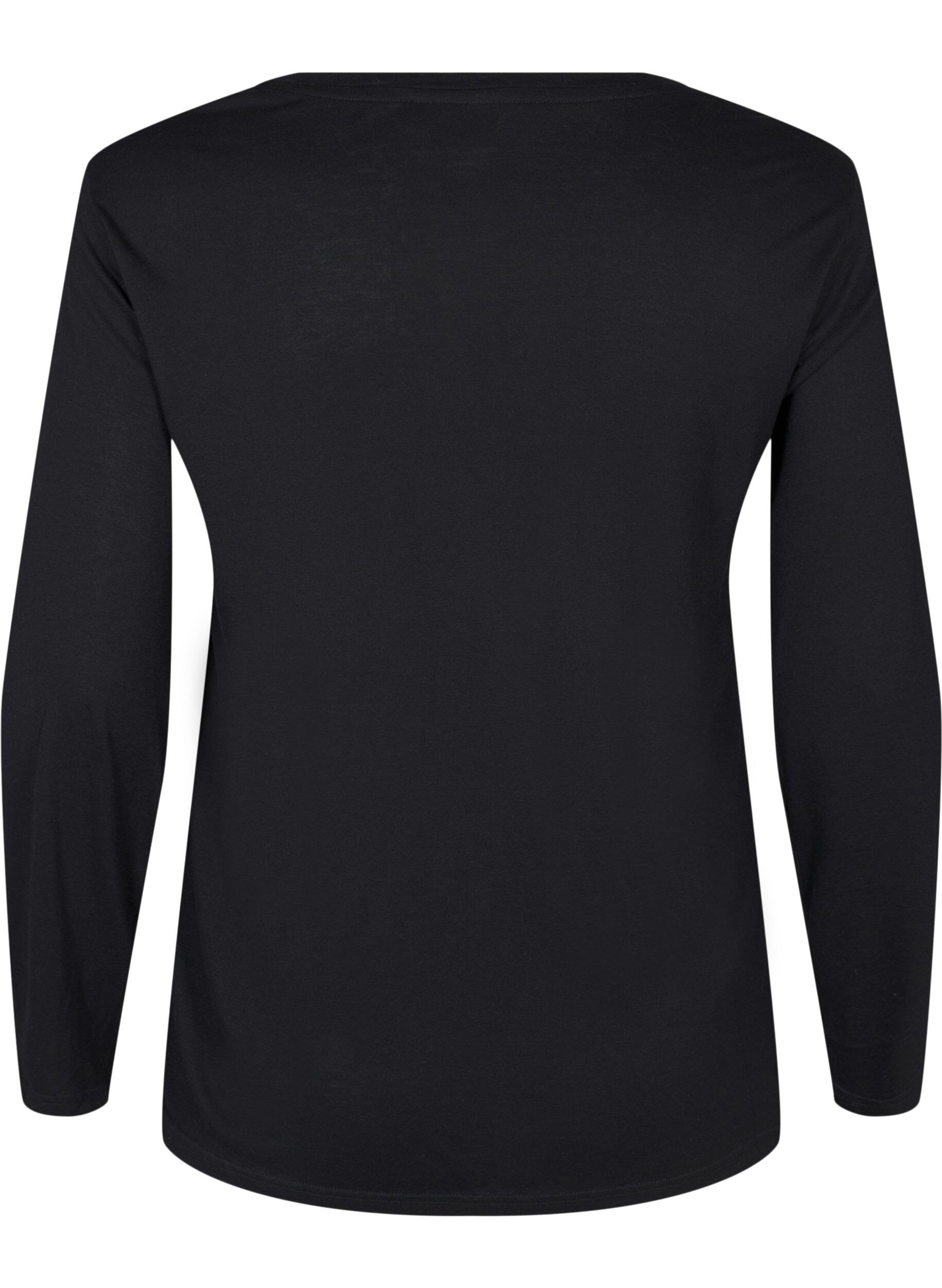 ZizziLang&auml;rmelige Bluse aus Wolle und Viskose, Schwarz, Packshot image number 1