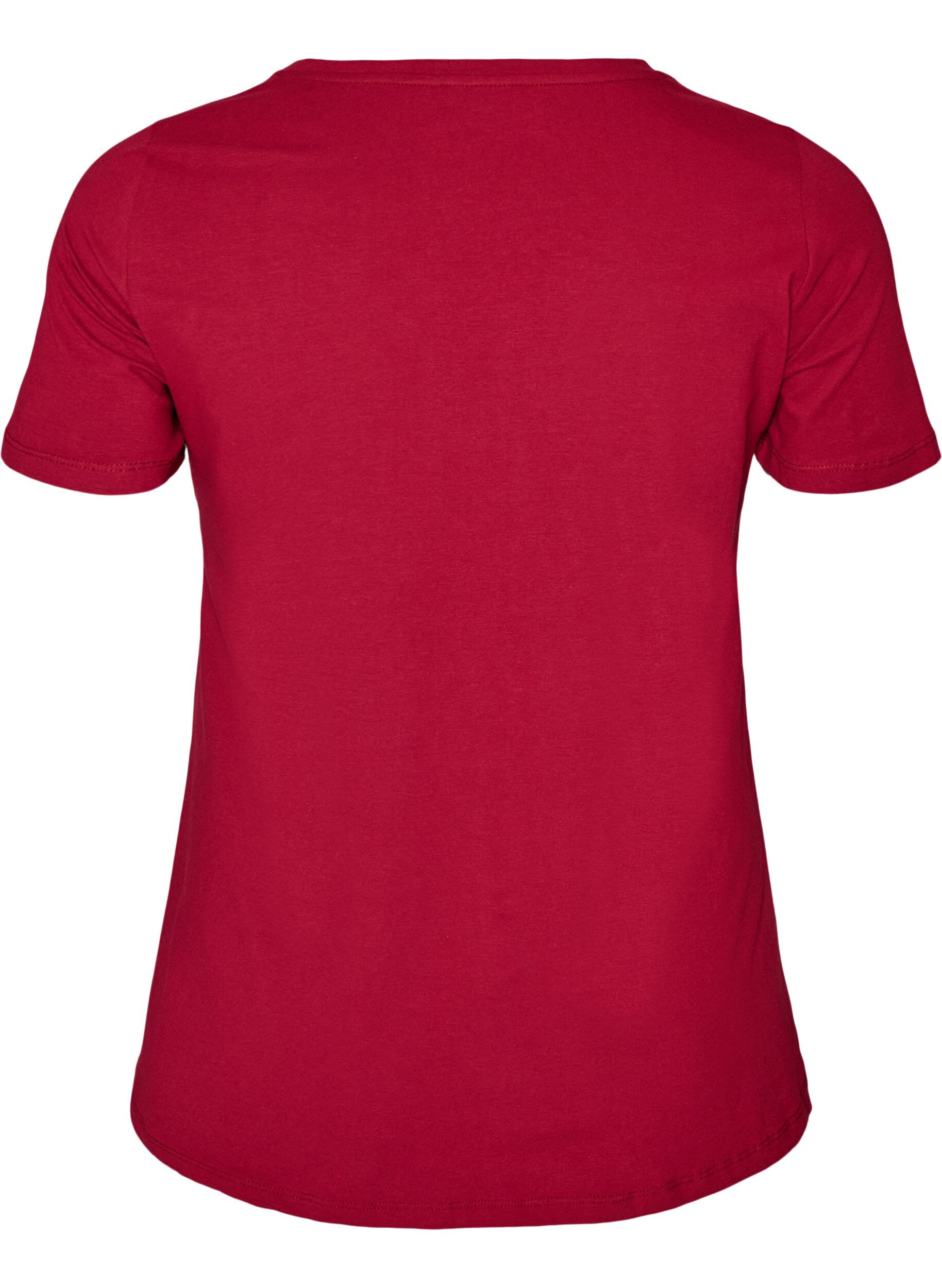 ZizziEinfarbiges basic T-Shirt aus Baumwolle, Rot, Packshot image number 1