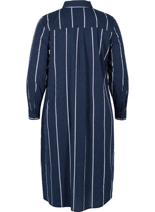 Langes gestreiftes Hemdkleid aus Baumwolle, N.Sky w.White Stripe, Packshot image number 1