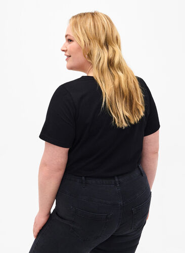 T-Shirt aus Baumwolle mit Textaufdruck, Black W. Pasadena, Model image number 1