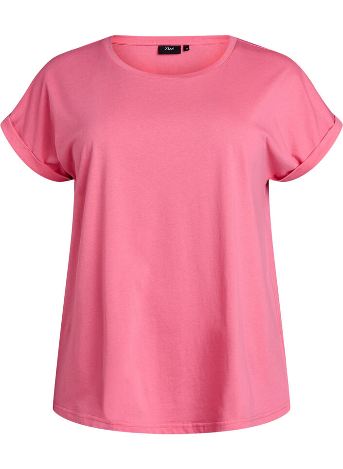 Kurz&auml;rmliges T-Shirt aus einer Baumwollmischung, Pink, Packshot image number 0