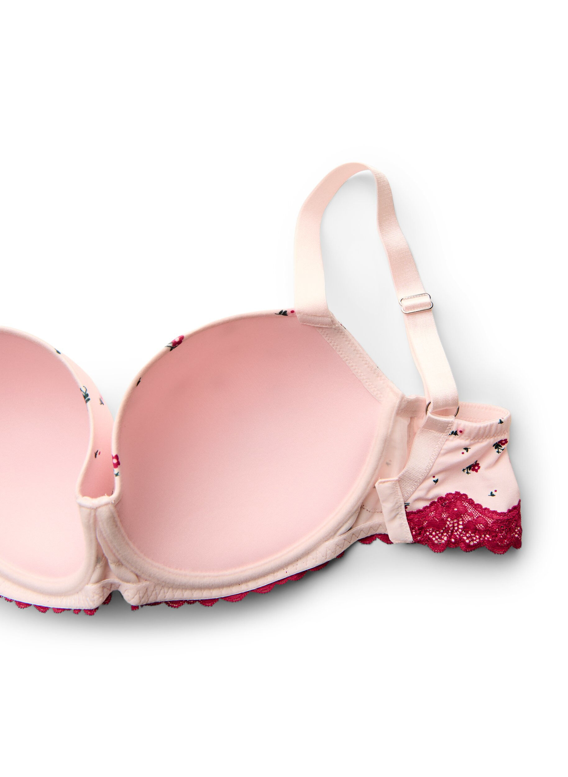 ZizziVorgeformter BH mit Blumenmuster und Spitze, Rot, Packshot image number 3