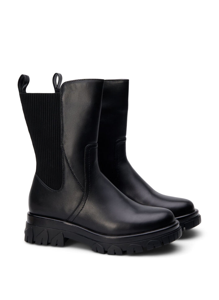 Extra-Weite - Kurzer Stiefel mit Gummizug, Schwarz, Packshot image number 1