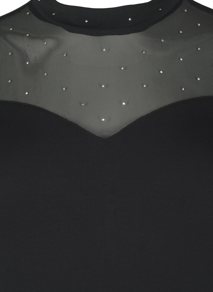 Body mit Nieten und langen Mesh-Ärmeln, Black, Packshot image number 2