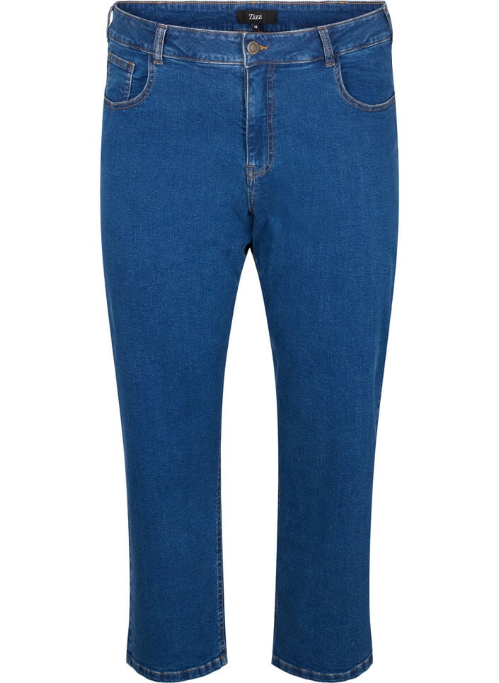 Gek&uuml;rzte Vera Jeans mit geradem Bein, Blau, Packshot image number 0