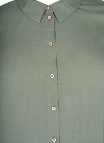 Langes einfarbiges Hemd aus Viskose, Thyme, Packshot image number 2
