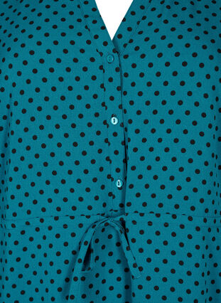 Bedrucktes Kleid mit Kordelzug in der Taille, Shaded Spruce Dot, Packshot image number 2