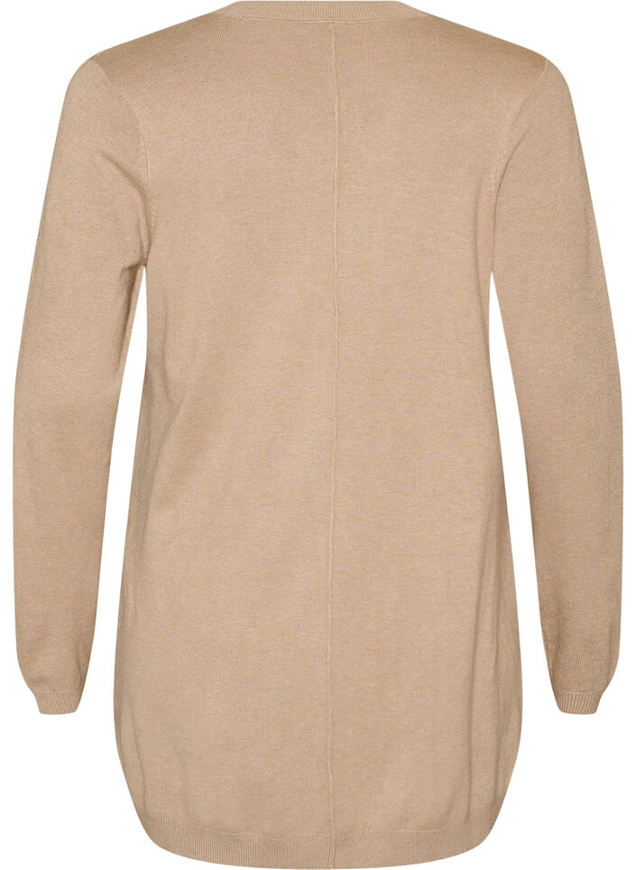 Lange Strickjacke aus einer Viskosemischung, Beige, Packshot image number 1