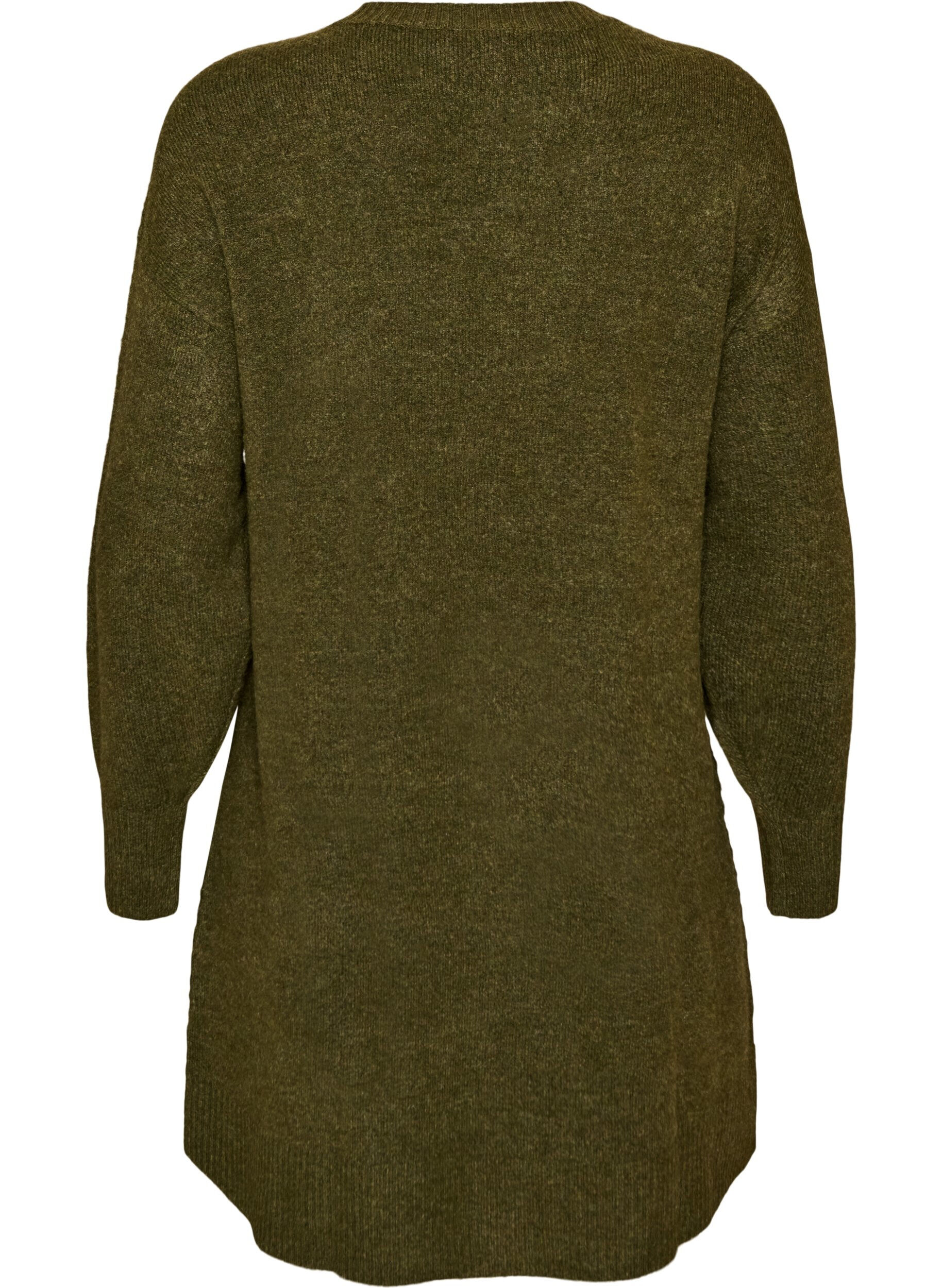 ZizziKurzes Strickkleid mit V-f&ouml;rmigem Strukturmuster, Gr&uuml;n, Packshot image number 1