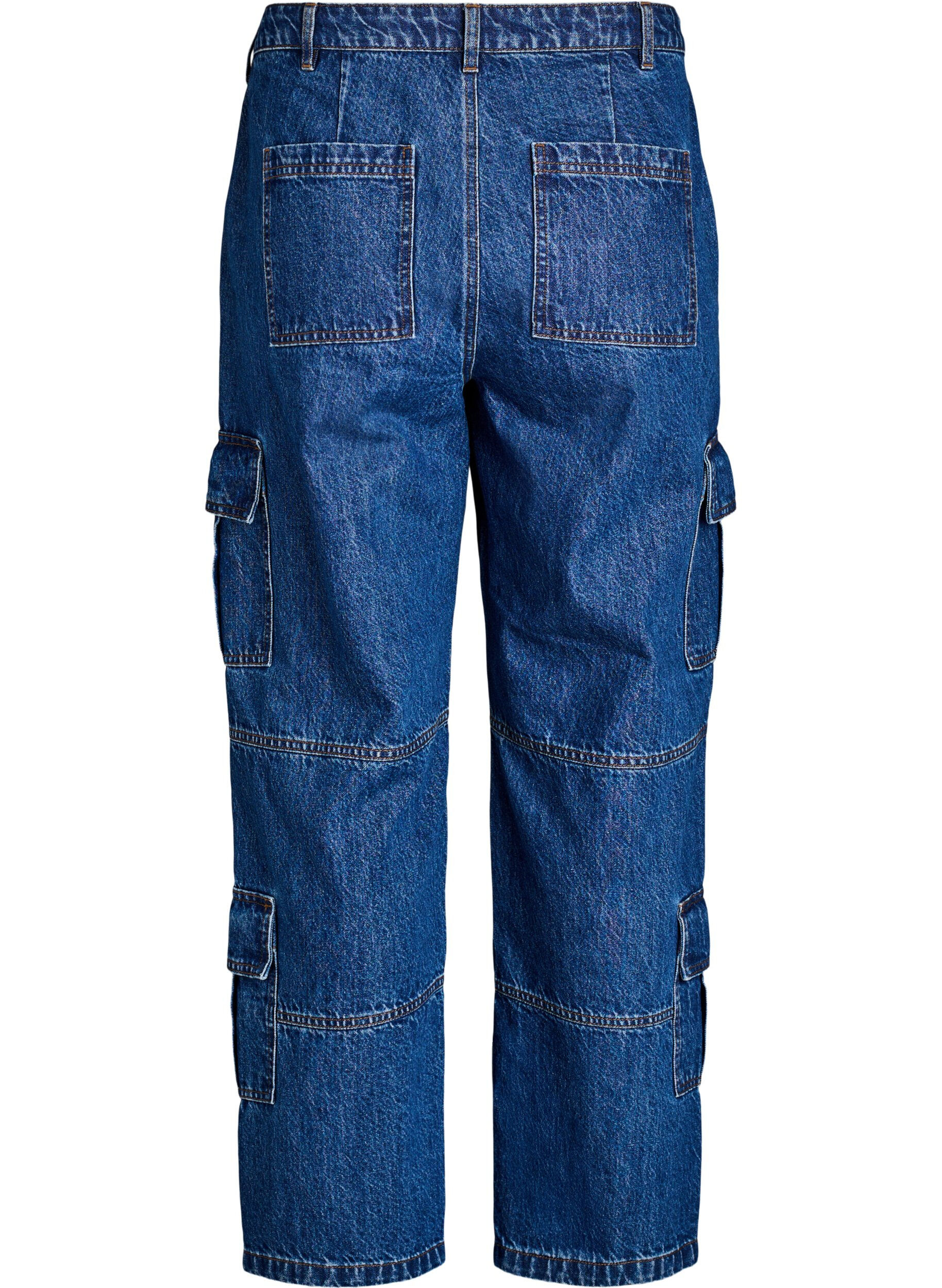Zizzi Cargojeans mit hoher Taille., Blau, Packshot image number 1