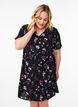 Kurzes Kleid mit Blumendruck, Schwarz, Model image number 0