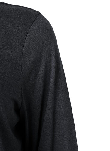 Melange-Bluse mit langen Ärmeln, Black Mel. , Packshot image number 2