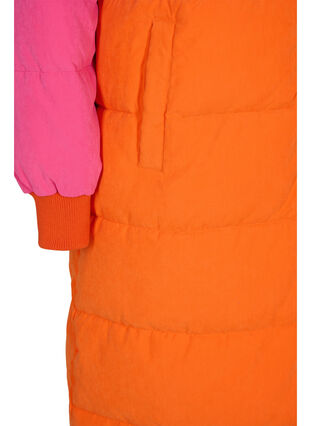 Lange Winterjacke mit Colour-Block, Pink W/Orange, Packshot image number 3