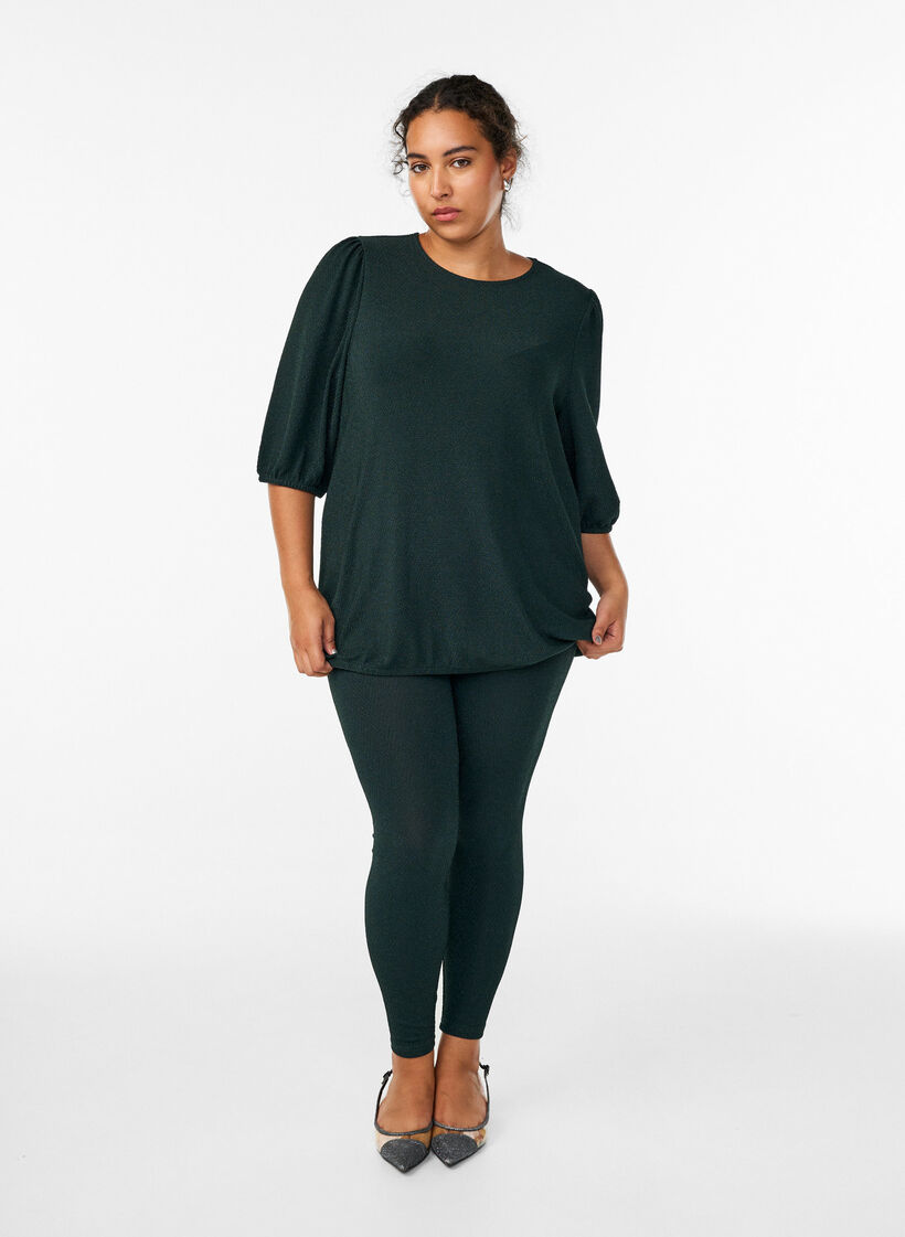 Leggings mit Glitzermuster, Grün, Model image number 1