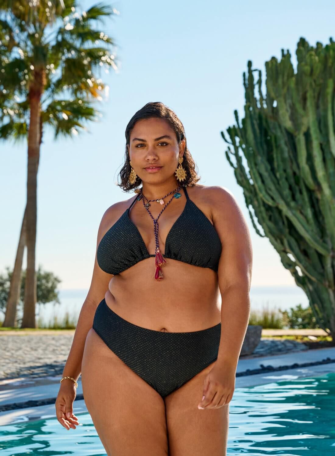 Dreiecksbikini mit Glitzer, , Model