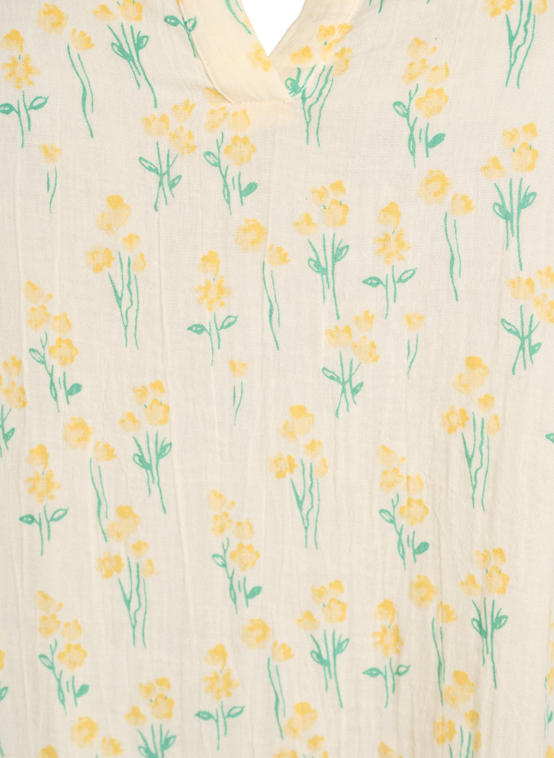 Zizzi Kurzes A-Linien-Kleid aus Baumwollmusselin, Gelb, Packshot image number 2