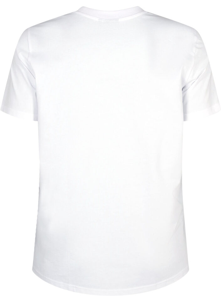 Basic-T-Shirt aus Baumwolle mit Rundhalsausschnitt, Wei&szlig;, Packshot