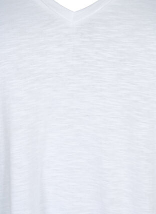 Kurzärmliges Basic-T-Shirt mit V-Ausschnitt, Bright White, Packshot image number 2