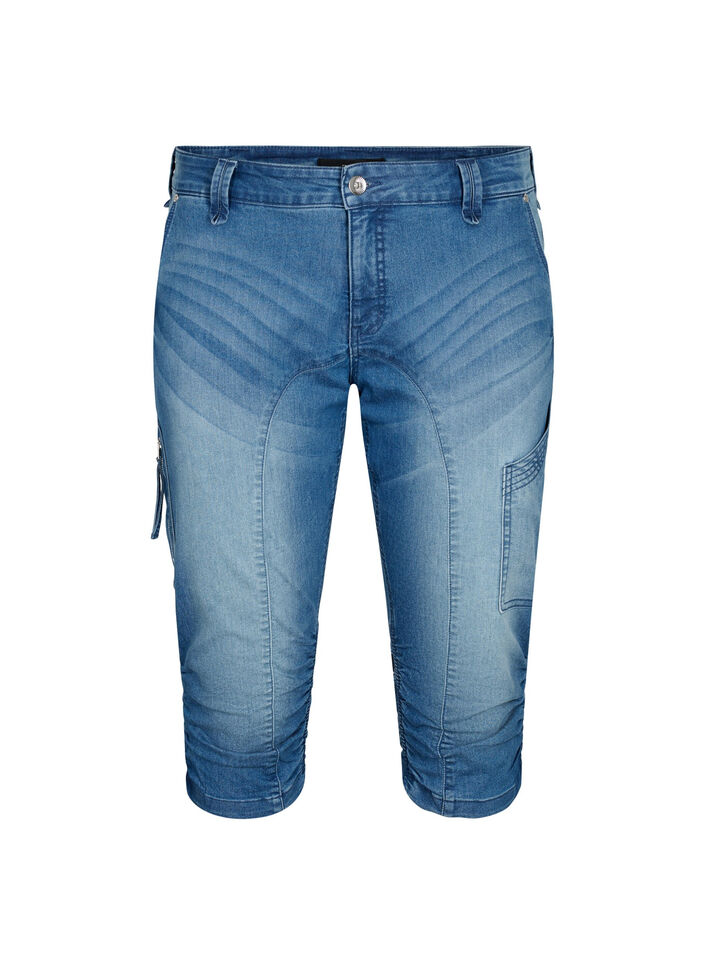 Slim Fit Capri-Jeans mit Taschen, Blau, Packshot image number 0