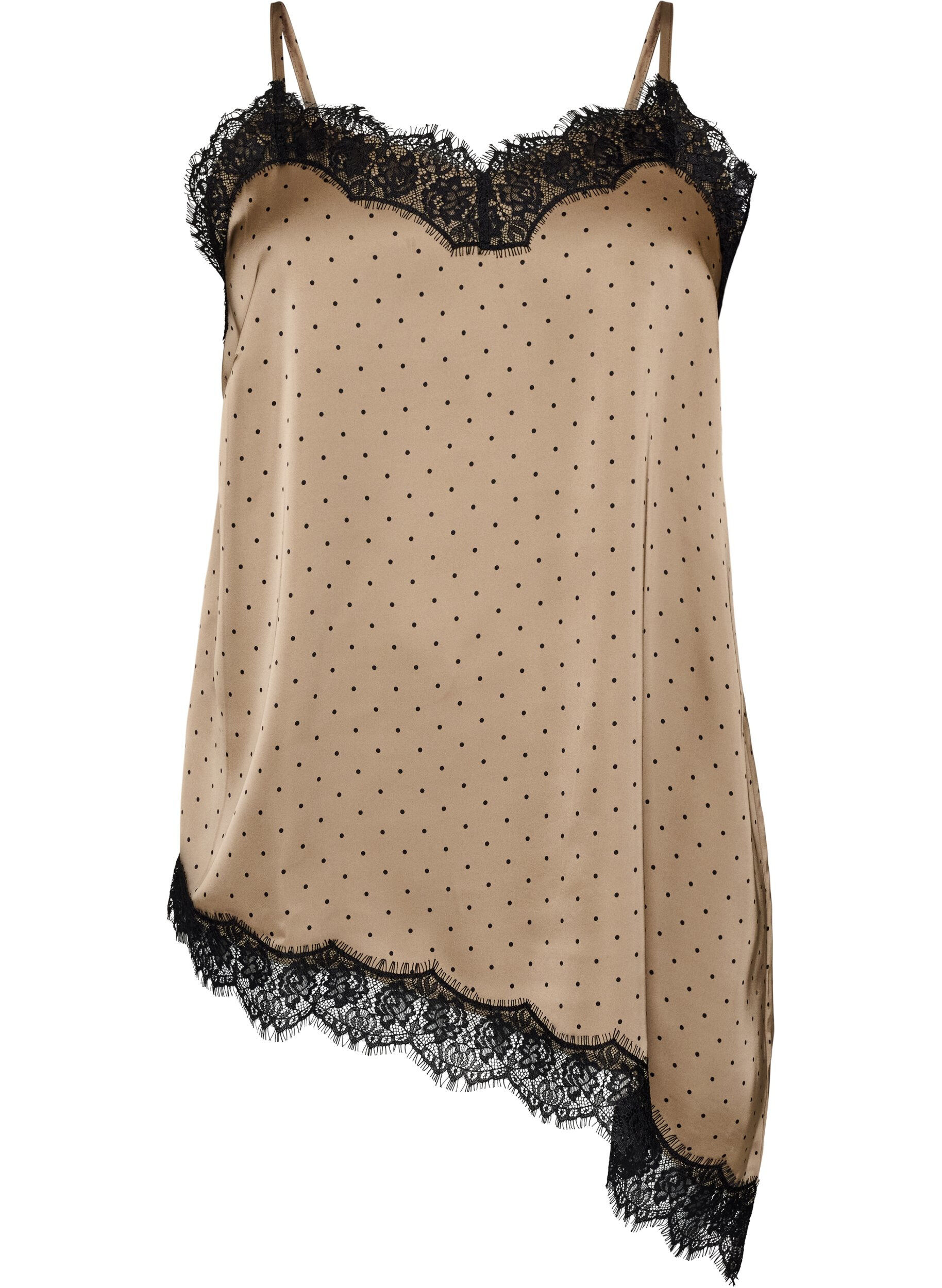 ZizziTr&auml;gertop mit Spitze und asymmetrischem Saum, Beige, Packshot image number 0
