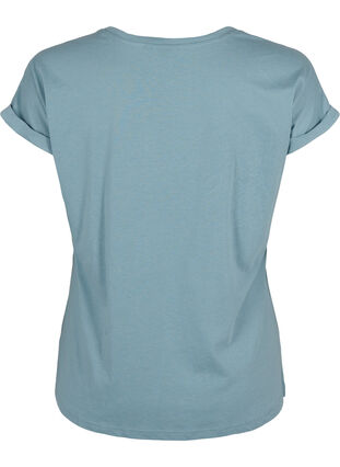 Kurzärmeliges T-Shirt aus einer Baumwollmischung, Smoke Blue, Packshot image number 1