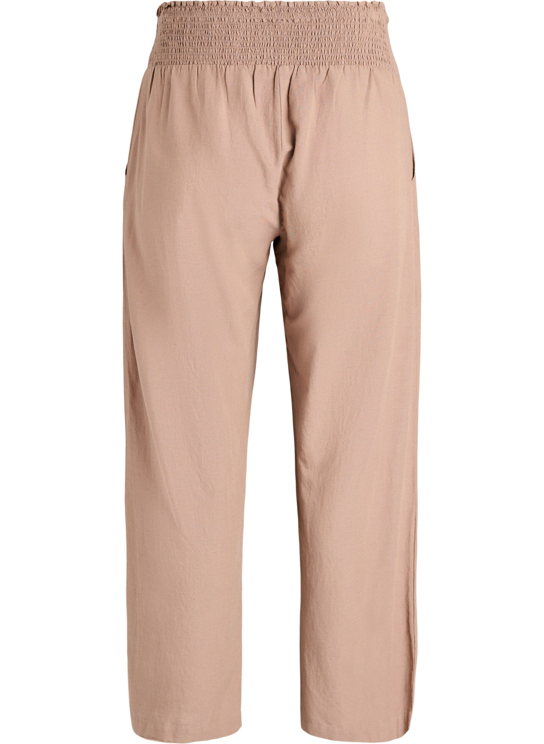 Zizzi Smockhose mit Leinen, Braun, Packshot image number 1
