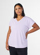 Lockeres Trainings-T-Shirt mit V-Ausschnitt, lila, Model image number 0