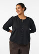 Bluse mit Strukturmuster und Knopfverschluss, Schwarz, Model image number 0