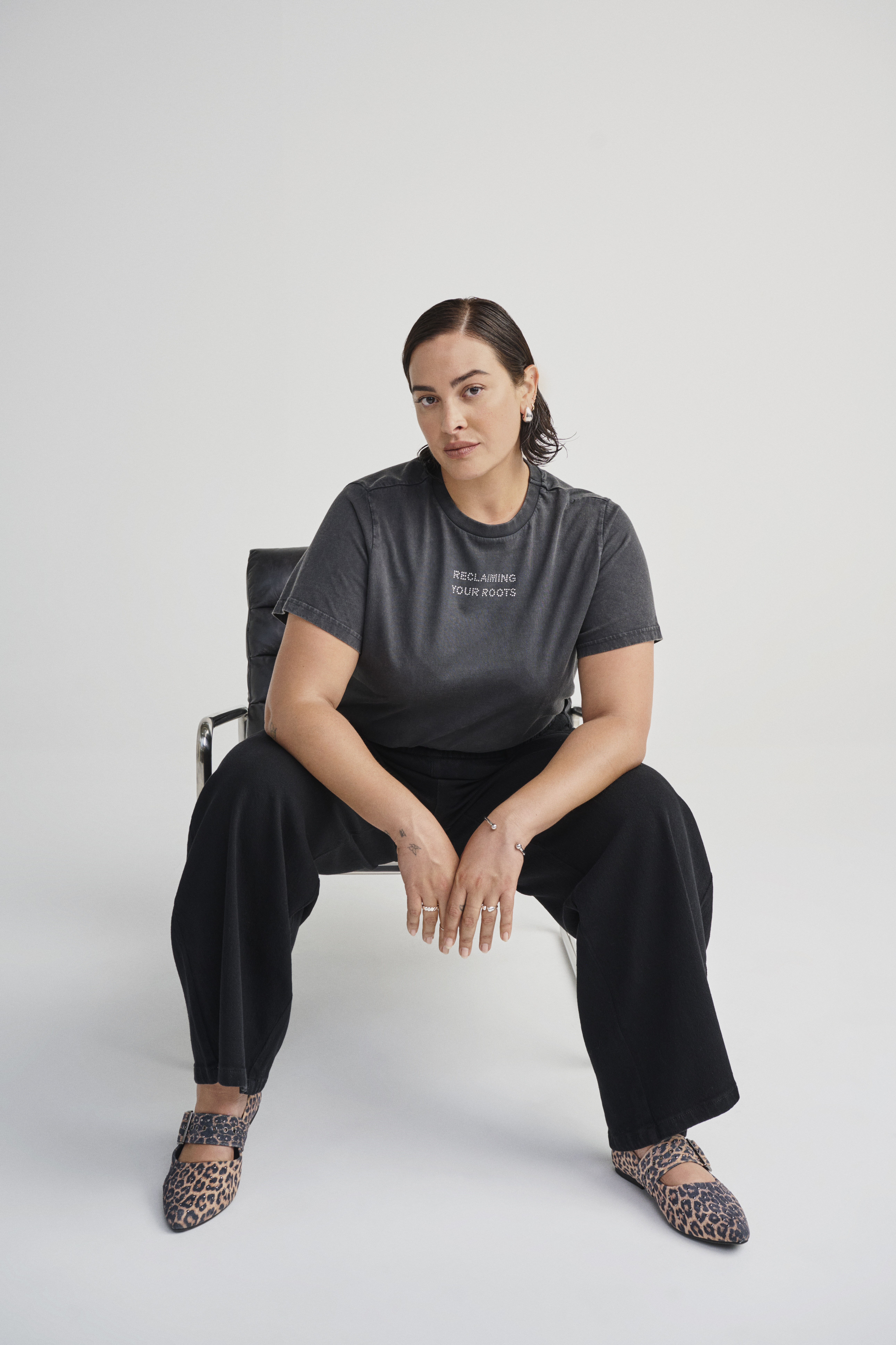 Zizzi Ballerina in Leopard mit Nieten, , Model