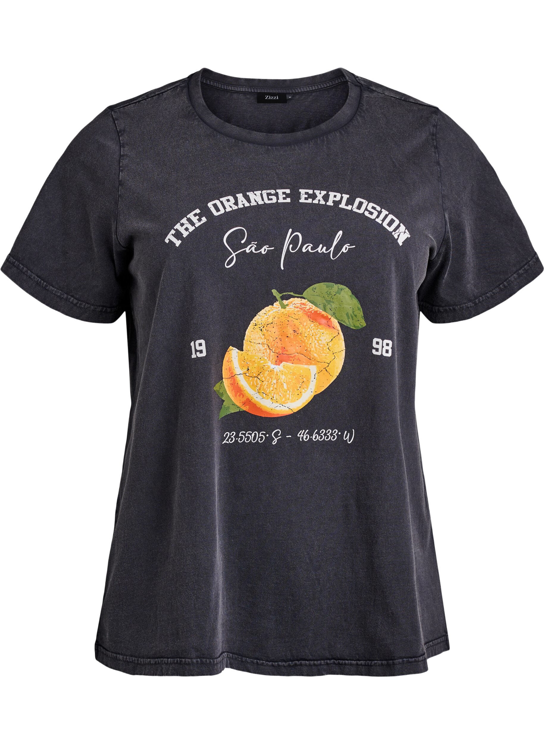 Zizzi T-Shirt aus Bio-Baumwolle mit Print, Grau, Packshot image number 0