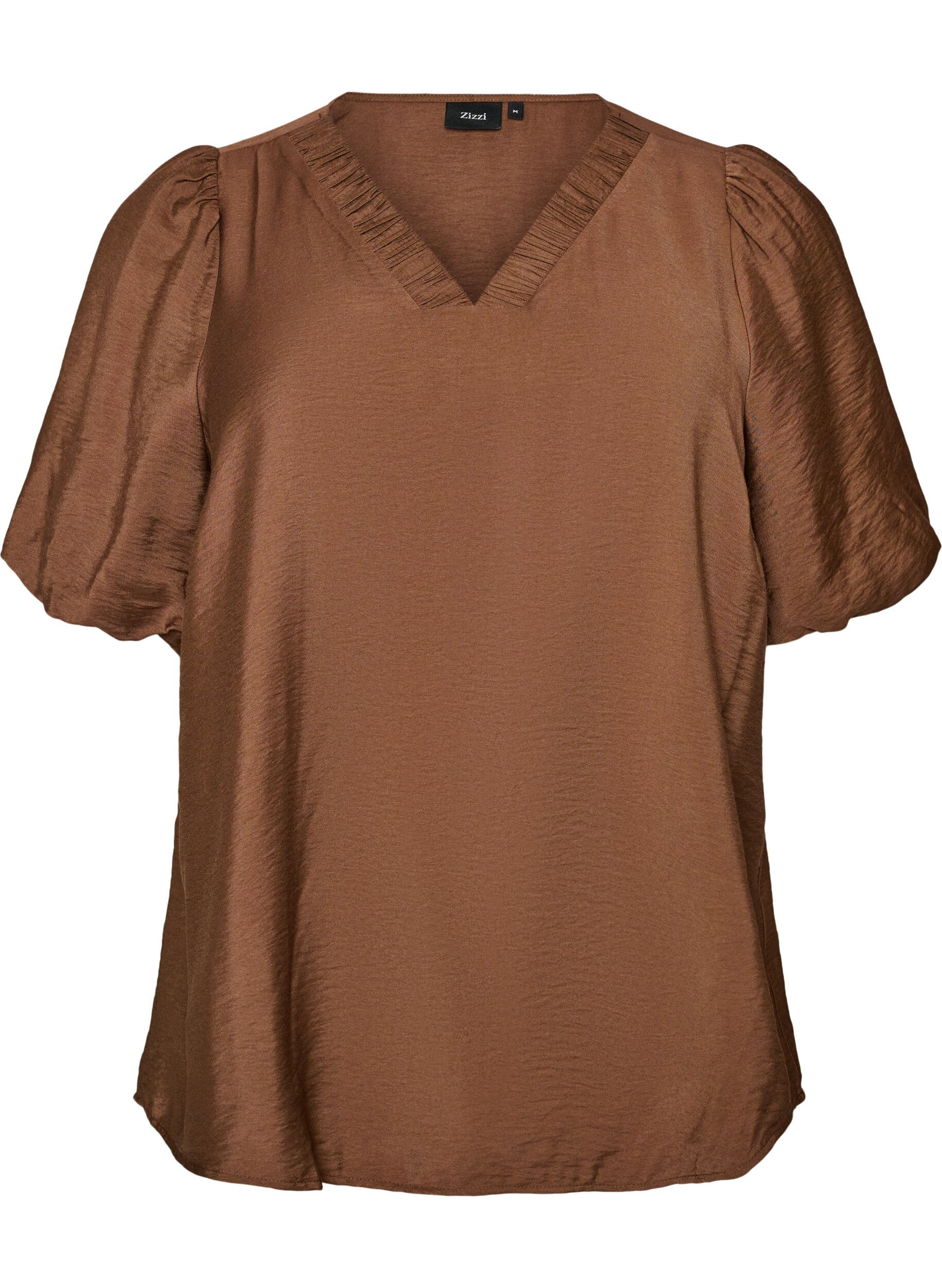 Bluse mit Ballon&auml;rmeln und V-Ausschnitt