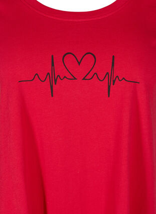 Kurzarm T-Shirt aus Baumwolle mit A-Linie, Lipstick Red HEART, Packshot image number 2