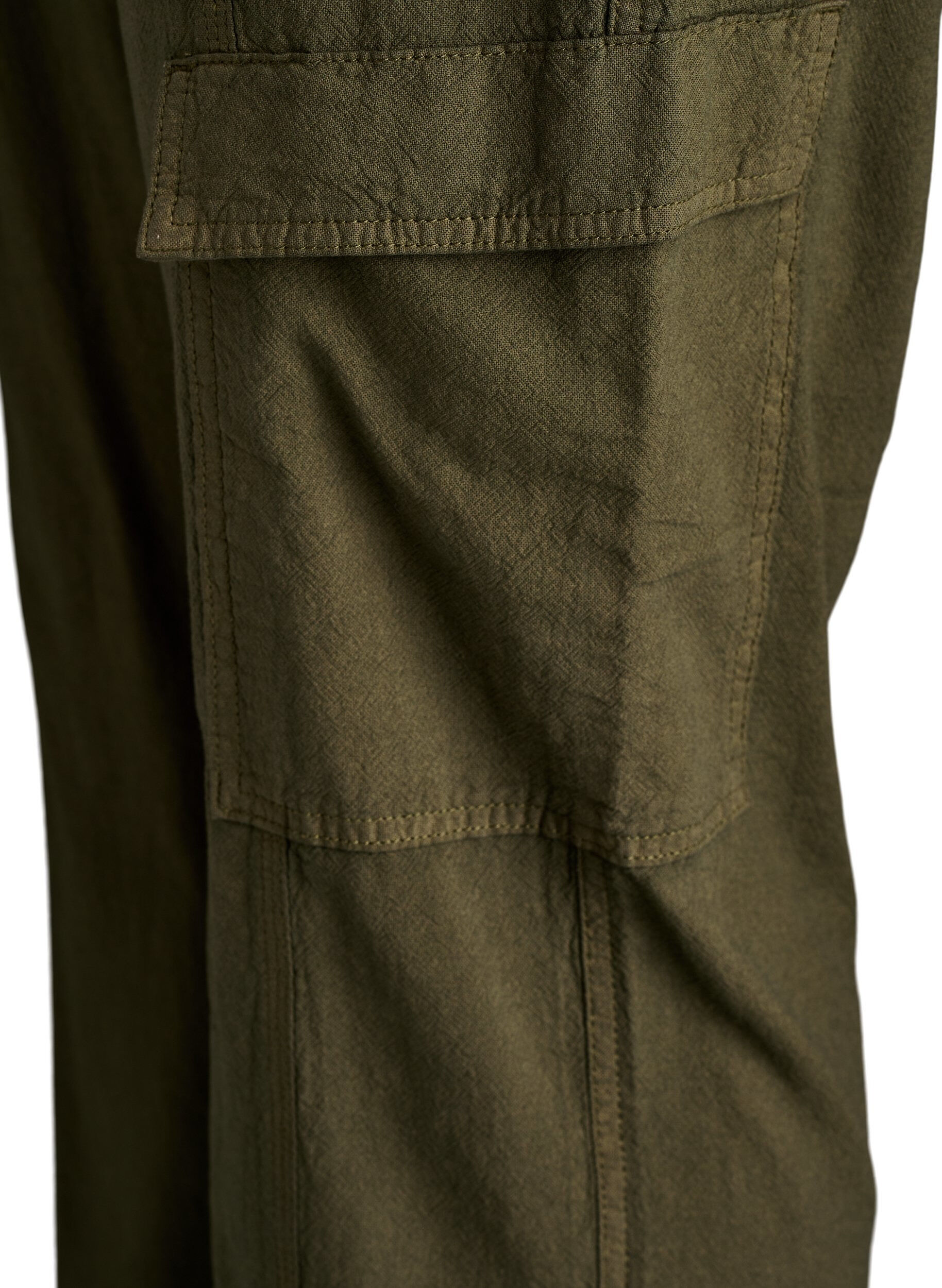 Zizzi Lockere Cargohose aus Baumwolle, Gr&uuml;n, Packshot image number 3