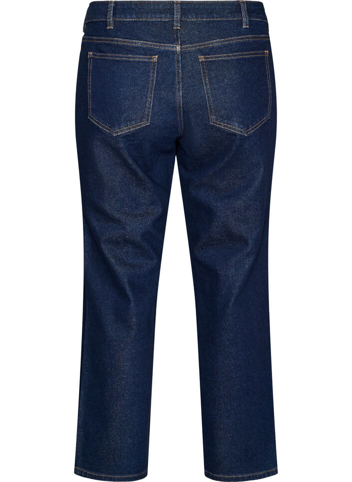 Kurze Jeans mit gerader Passform und normaler Taillenh&ouml;he, Blau, Packshot image number 1