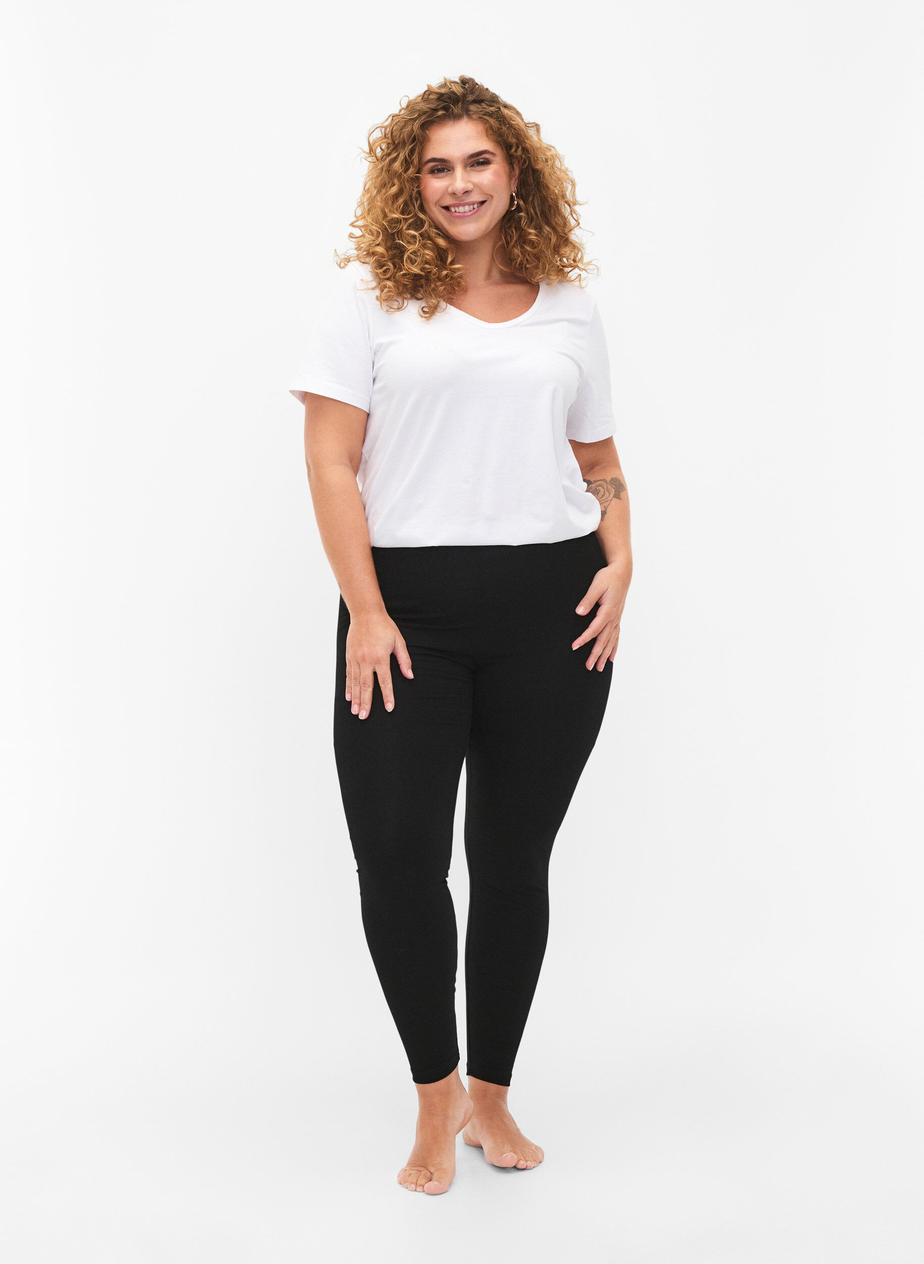 Zizzi2-pack Baumwoll-Leggings, Schwarz, Model image number 1