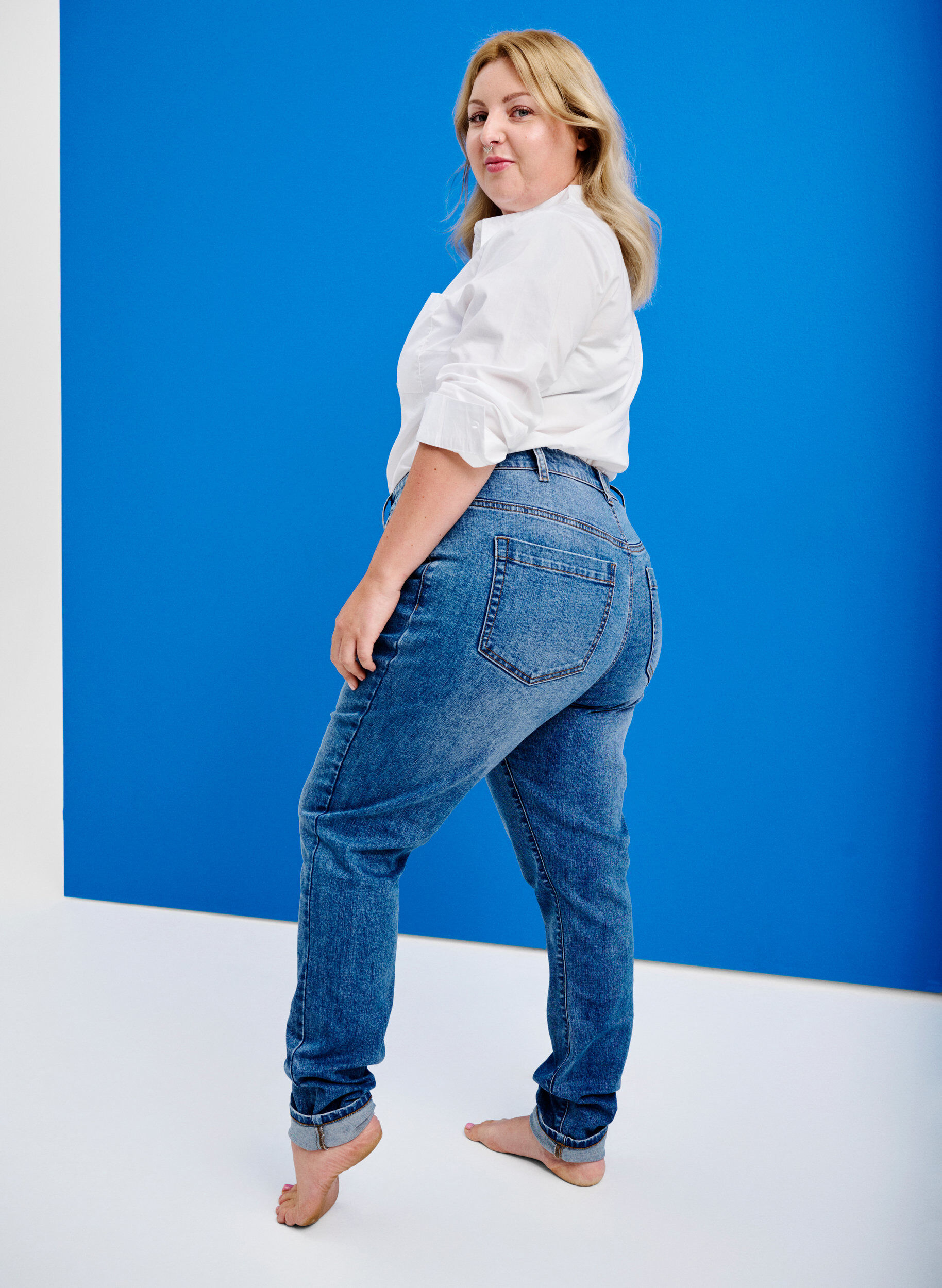 Zizzi Amy Jeans mit hoher Taille und extra schlanker Passform, Blau, Image image number 0