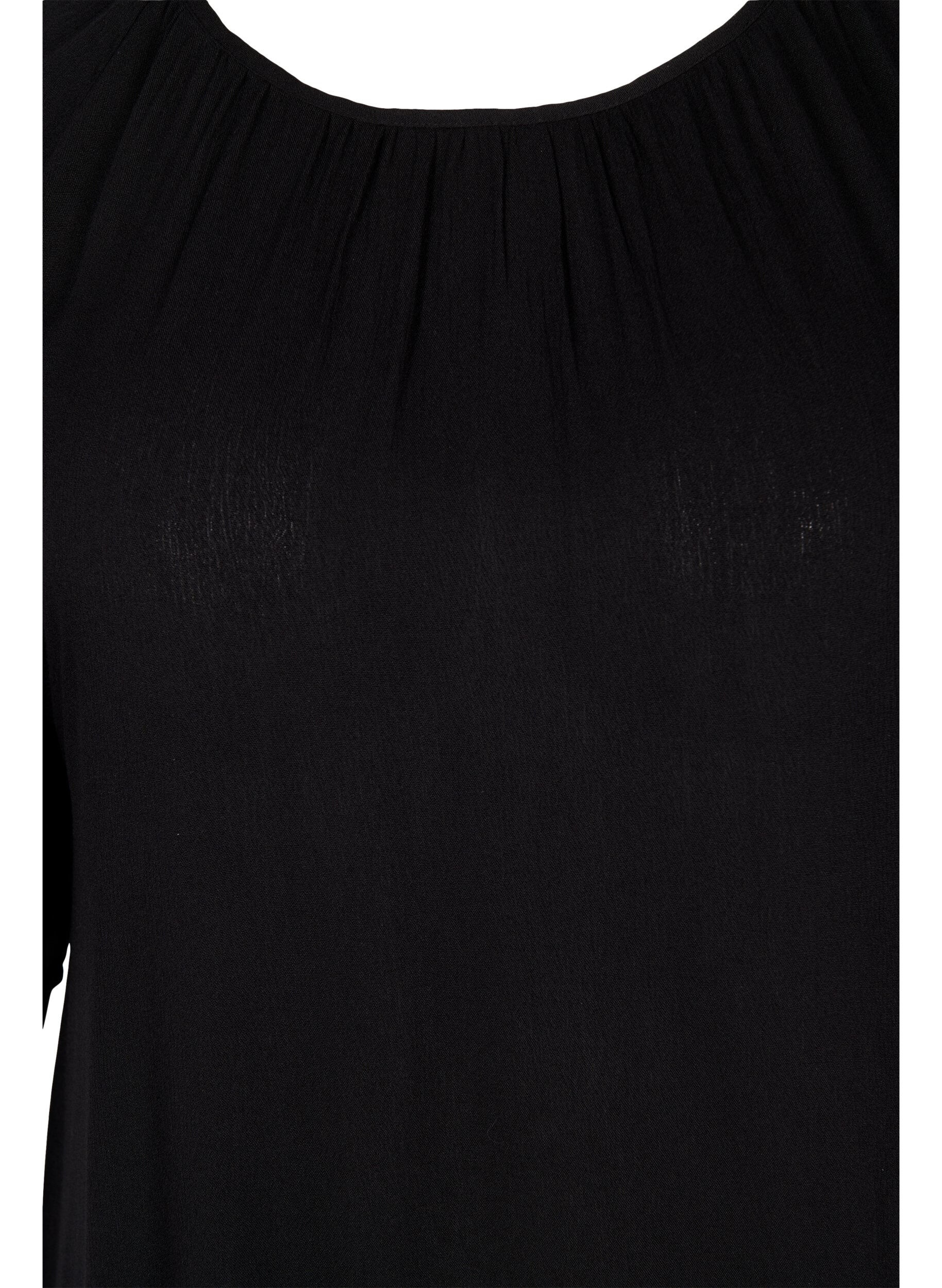 Zizzi Kleid aus Viskose mit kurzen &Auml;rmeln, Black, Packshot image number 2
