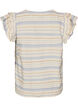 &Auml;rmellose Bluse mit R&uuml;schen und gemusterten Streifen, Vanille, Packshot image number 1