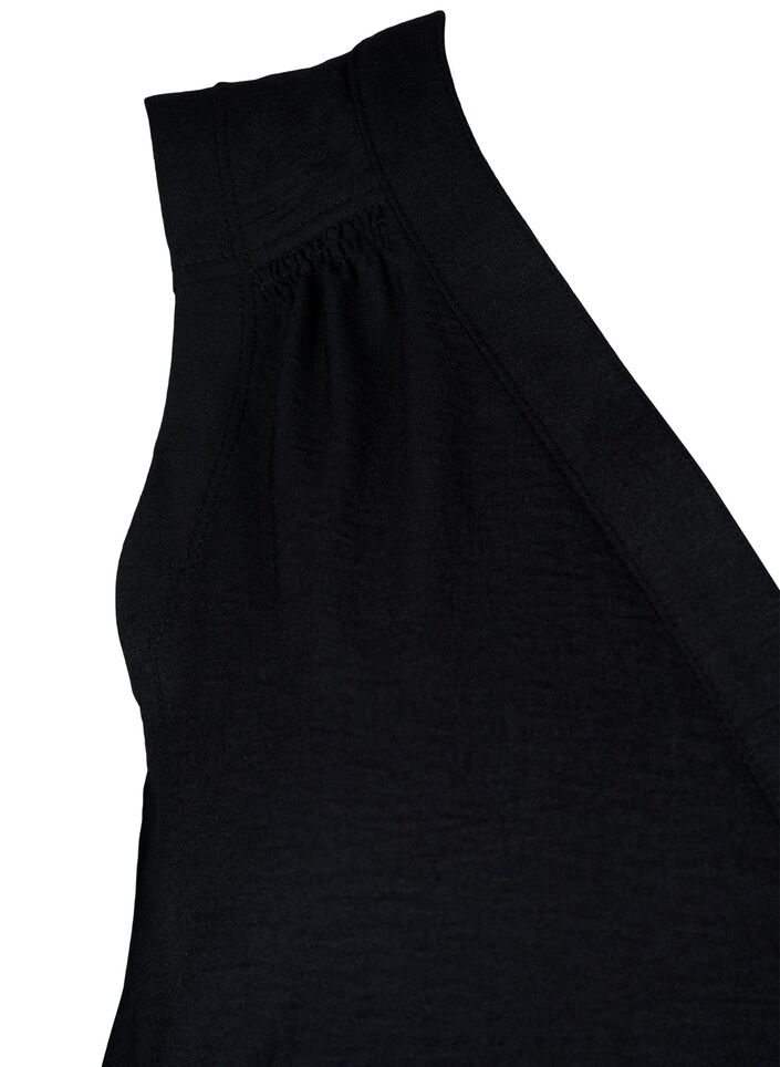&Auml;rmelloses Oberteil mit Faltendetails, Schwarz, Packshot image number 3