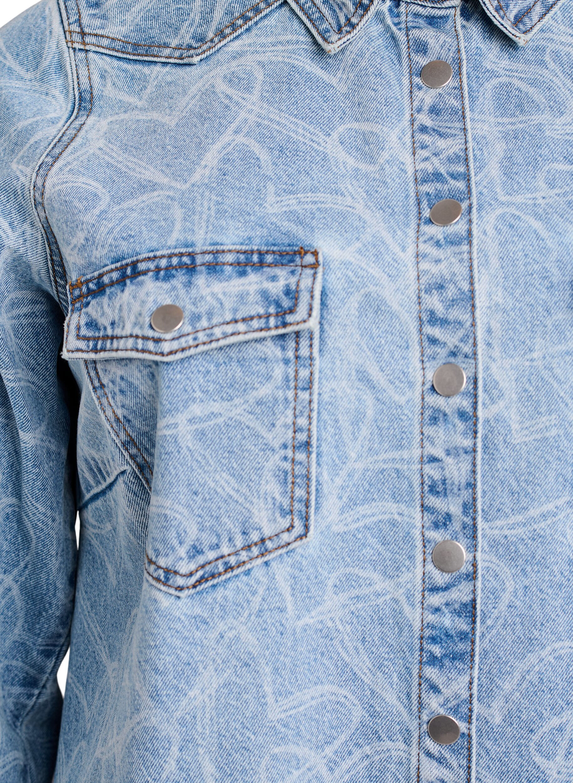 Zizzi Jeanskleid mit Herzmuster, Blau, Packshot image number 2