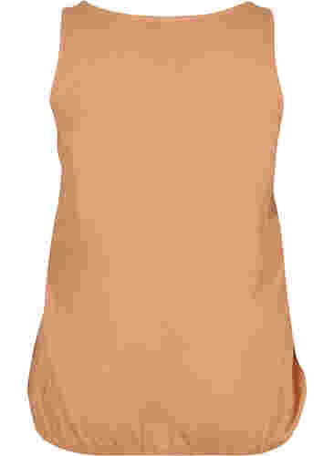 Einfarbiges Baumwolltop mit elastischem Bündchen, Pecan Brown, Packshot image number 1