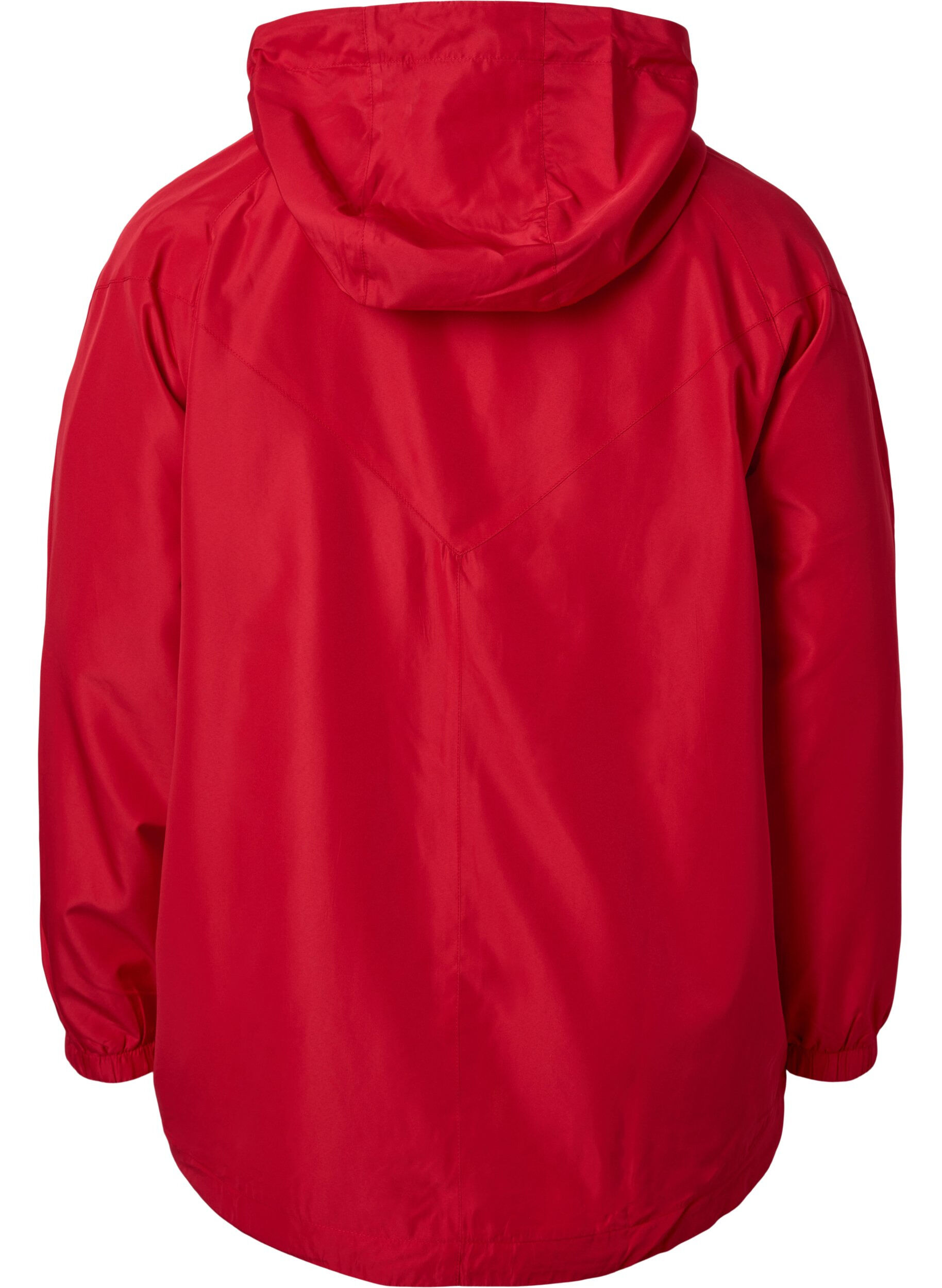 Zizzi Kurze Jacke mit Kapuze und verstellbarer Saum, Tango Red, Packshot image number 1