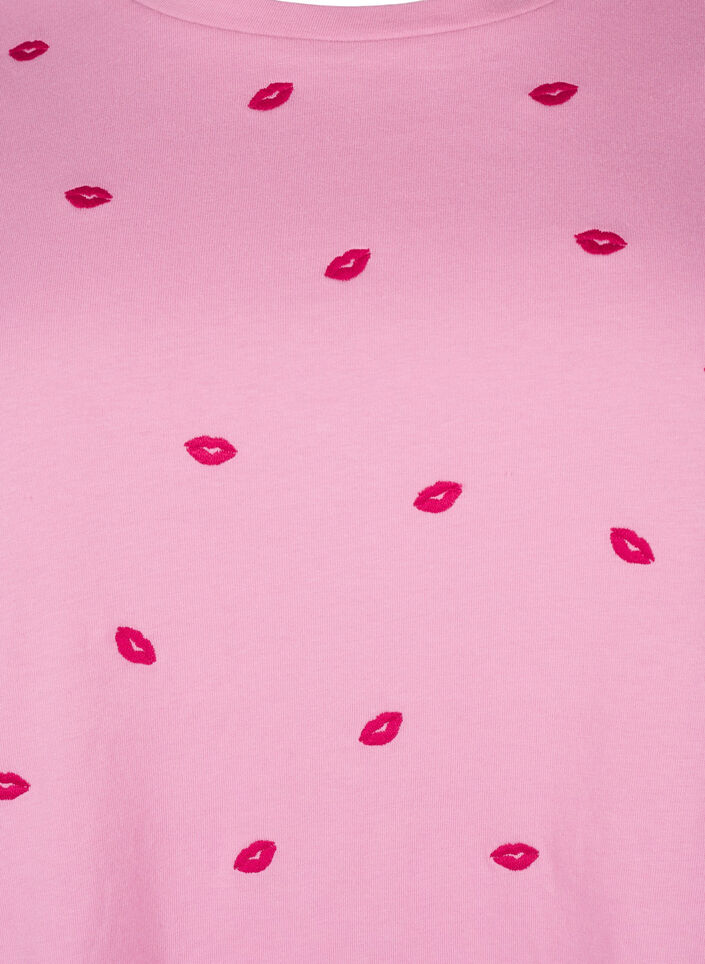 T-Shirt aus Bio-Baumwolle mit gestickten Lippen, Rose Bl. Lips Emb. , Packshot image number 2