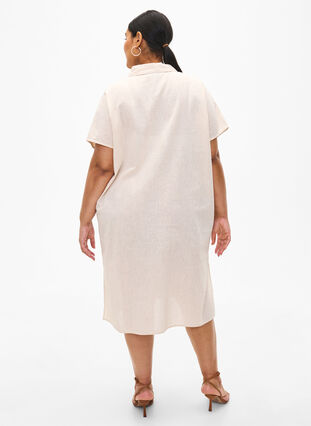 Langes Hemd aus Baumwollmischung mit Leinen, Sandshell, Model image number 1