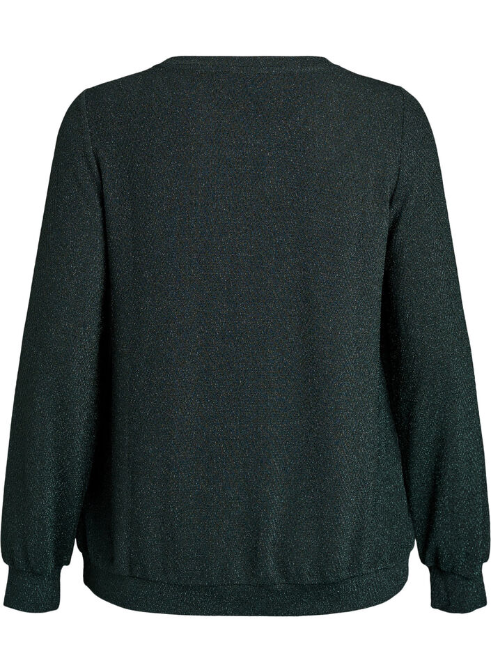 Bluse mit Fischgrätmuster und Glitzerfaden, Grün, Packshot image number 1