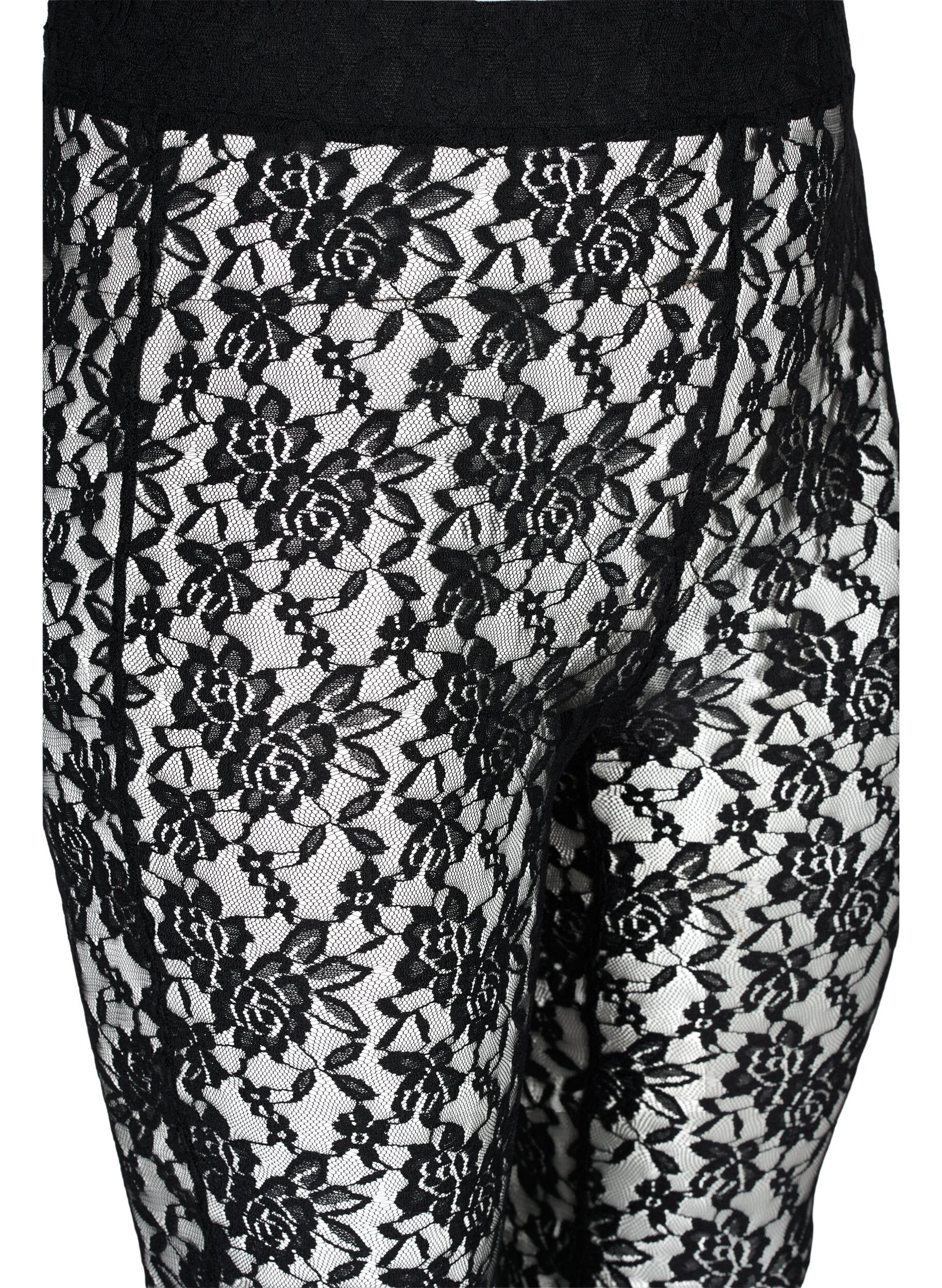 Zizzi Spitzenleggings, Black, Packshot image number 2