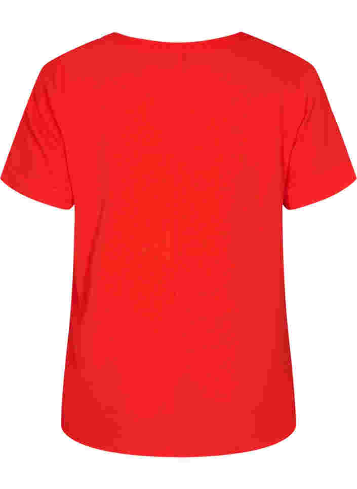 Kurzärmelige Bluse mit V-Ausschnitt, Fiery Red, Packshot image number 1