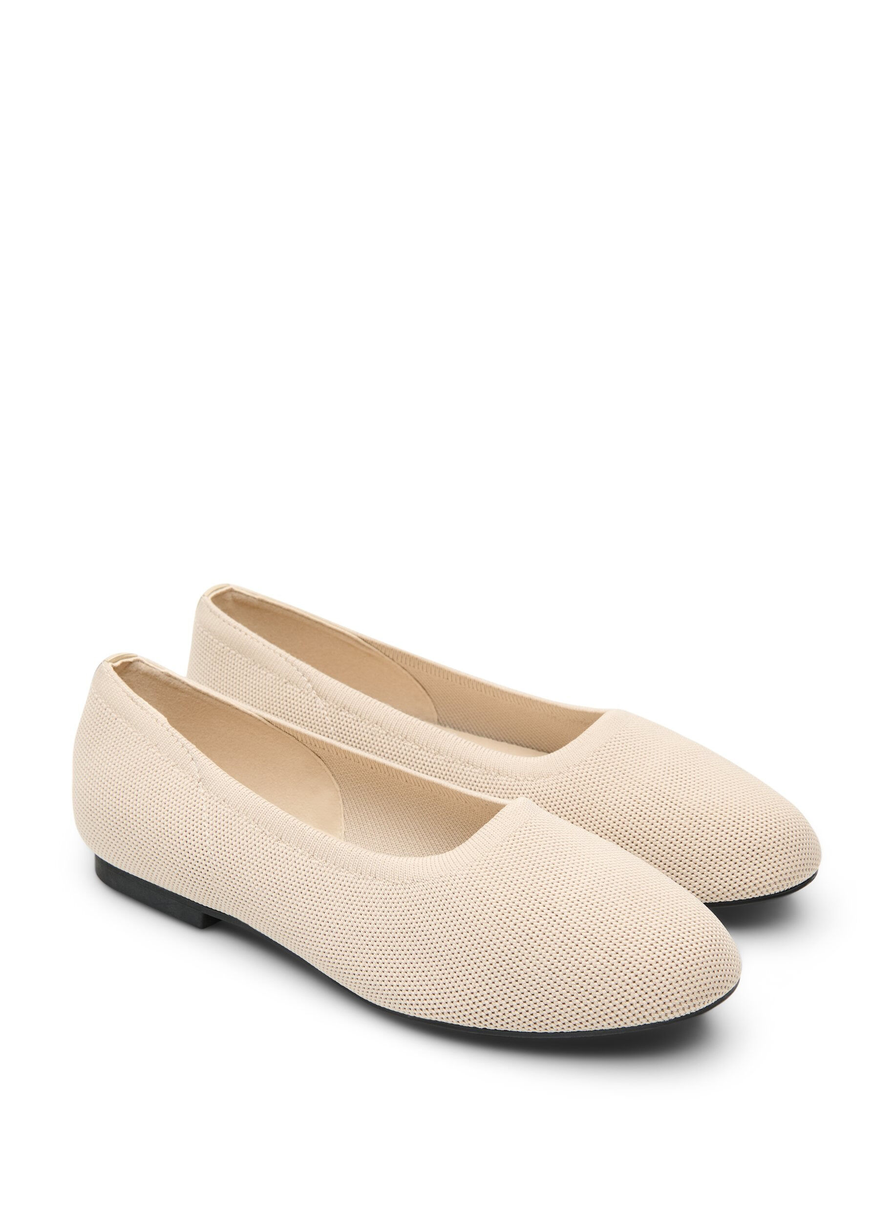 Zizzi Ballerinas aus fein strukturiertem Stoff, Beige, Packshot image number 1